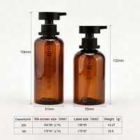 Botol Plastik PET Amber Kosong 180ml 200ml dengan Pompa untuk Sabun Cuci Tangan, Lotion, dan Sampo