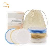 Zero Limbah Sertifikasi 8Cm Bantalan Makeup Bambu Bulat, Tas Cucian Kosmetik Lembut Penghilang Kapas Di Dalam Kotak