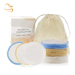 Zero Waste Certification 8cm Round Reusable Bamboo Makeup Remover Pads Laundry Bag Soft Cosmetic Cotton Remover In Box