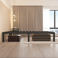 Cadre de lit en métal, plaque en acier, design en fer forgé, épais, durable, robuste, lit double, adapté aux écoles, appartements, propriétés en location T12