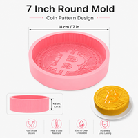 AKOKO Moule en silicone de 7 pouces pour gâteau mousse géant, motif pièce de monnaie, forme cylindrique, pour desserts et pâtisseries, idéal anniversaires et fêtes