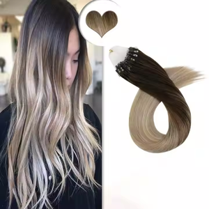 Extensions de cheveux naturels européens vierges, lisses, ombrés <span class=keywords><strong>beige</strong></span> blond, 10-26 pouces, finition naturelle, micro-anneaux, best-seller d'usine - Product Image 4