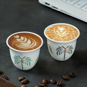 ชุดแก้วกาแฟอาหรับพิมพ์ลายตามสั่ง 6/12 ชิ้น ขนาด 70 มล. แก้วเซรามิกสไตล์ตะวันออกกลาง สำหรับกาแฟคัฮวา/คาวา ใช้กับเครื่องล้างจานได้ ปลอดสาร BPA - Product Image 1