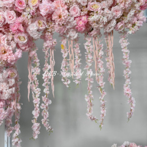 Ensemble de fleurs artificielles d'intérieur/extérieur romantique fleurs artificielles roses suspendues décoratives pour les décorations de scène de mariage - Product Image 6