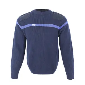 卸売公式警察ニット冬の豪華なブルー軍事セーター男性のための