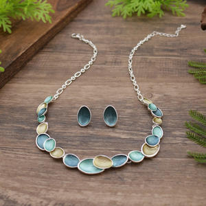 थोक क्लासिक सोने के तेल चित्रकला हार बालियां ने शादी दलों के लिए नई अवधारणा दीर्घवृत्त शैल छाया सेट किया - Product Image 4