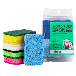 Esponja de celulosa de pulpa de madera 11*7*2 en forma de onda con estropajo de esmeril lavavajillas cocina limpieza ollas sartén lavado esponja mágica - Product Image 3