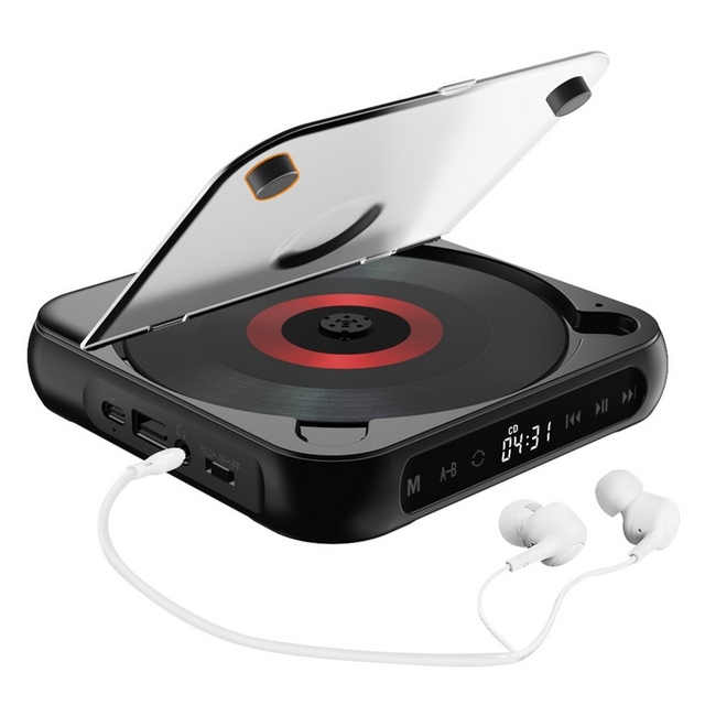 BT5.1 CD Player Portable Music Player FM Radio Desktop CD Runner with Dustproof Cover LED Display 6 Modes A-B Repeat Timer
