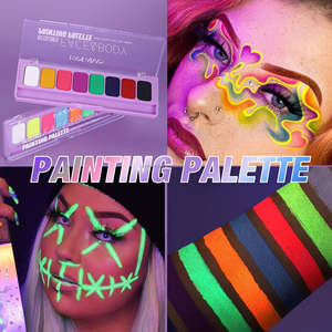 Palette de peinture pour <span class=keywords><strong>visage</strong></span> Halloween, <span class=keywords><strong>maquillage</strong></span> fluorescent à 8 couleurs, peinture corporelle à séchage rapide pour <span class=keywords><strong>carnaval</strong></span>, fête, festival - Product Image 3
