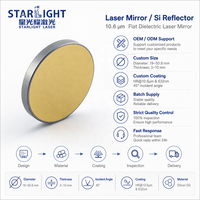 Miroir laser en silicium 10,6 µm, diamètre 25,4 mm, épaisseur 6,35 mm pour découpe et gravure laser CO2