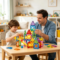 Offre Spéciale : Jeu de Construction Magnétique STEM avec Billes ABS de 7,5 cm, 46 ou 61 Pièces, Circuit de Marbre pour Enfants 3 ans et plus