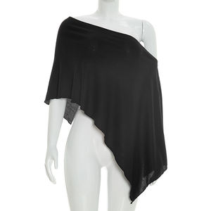 Viviblook Y26TP043 T-shirt décontracté pour femme, haut court sexy et ample à bords irréguliers pour dames - Product Image 3