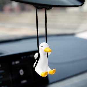 Swing Duck <b>Car</b> Pendant White Plaster <b>Decorative</b> Ornament For Rearview Mirror - Product Image 2