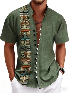 Áo sơ mi nam phong cách dân tộc thiết kế nút độc đáo cổ áo phong cách đa dạng cho mùa hè - Product Image 5