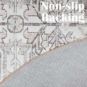 Alfombra redonda Vintage Beige, alfombra Floral antideslizante ultrafina lavable, estampado a pedido para sala de estar y dormitorio - Product Image 5