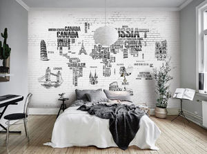 Mural Retro de ladrillo y punto de referencia para interiores culturales, papel tapiz impermeable con <span class=keywords><strong>mapa</strong></span> del <span class=keywords><strong>mundo</strong></span> Vintage, decoración <span class=keywords><strong>3D</strong></span> para el hogar - Product Image 3