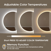 Miroir LED intelligent moderne en forme de demi-lune avec interrupteur tactile, classé IP65, haut-parleur Bluetooth pour salon et salle de séjour