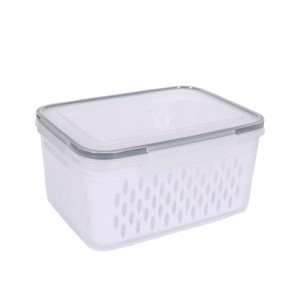<b>Plastic</b> Double Layer Drainable Food Storage <b>Container</b> Rectangle Airtight Fresh Keeping Stackable BPA Free Food Grade - Product Image 5