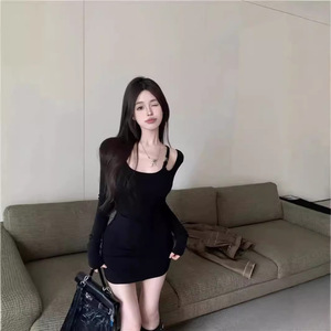 Off The Shoulder Bodycon Dress Women Gray Black Solid Color Cut Out Natural Waistline Cocktail Dress Spring Elegant Sexy Style - Product Image 4