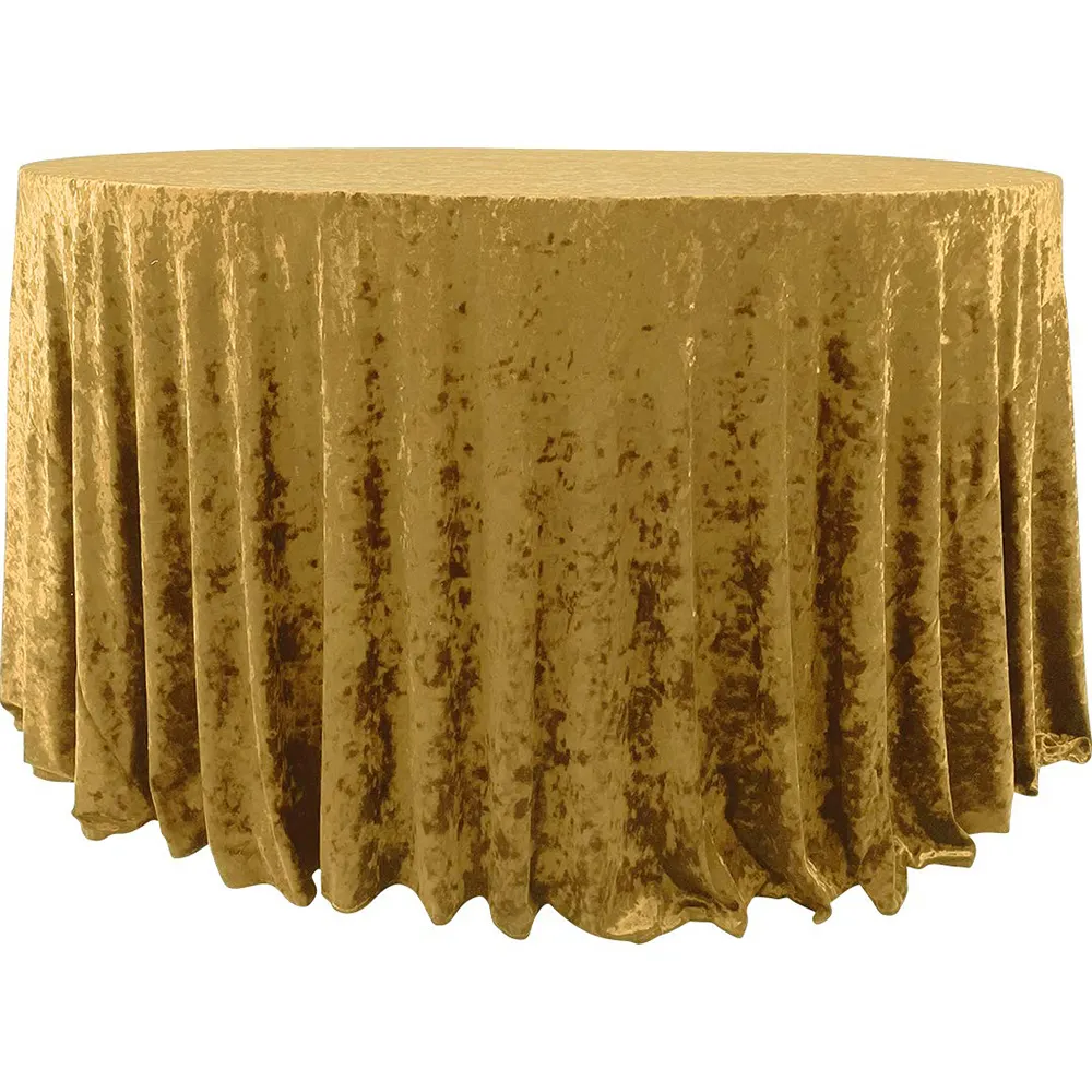 Wholesale Cheap Factory Price Shiny Tablecloth Velvet Round Outdoor Wedding Party Decor Gold Table Cloth