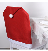 Housses de chaise de Noël rouges motif chapeau de Père Noël, protège-sièges en tissu pour dîner, décorations de fête de fin d'année, ornements de Noël écologiques