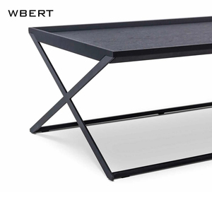 WBERT Table à thé moderne à plateau rectangulaire Style italien Table d'appoint de salon simple Table à manger en métal et bois - Product Image 4