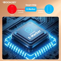Kabel USB5 C ke C 240W PD 80Gbps 16K dengan Kabel Nilon Terjalin dan Layar LED untuk Kamera