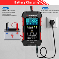 Chargeur de batterie au lithium 12V 24V 10A 5A, chargeur de batterie de voiture KONNWEI RC10 RC-10, réparation de batterie pour batteries au plomb-acide
