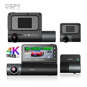 Fisheye DVR 1080p 3 Zoll Dual Dash Cam Kamera Flotte 3-Kanal-Objektiv 4K Dashcam 3-Kanal-Dash-Cam mit Park überwachung