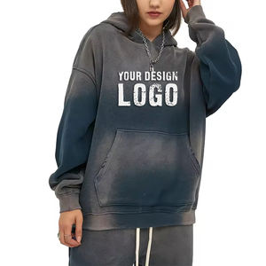 Sweat-shirt pour femme décontracté et tendance, délavé, lourd, ample, personnalisé, 360g, teinture par pulvérisation, dégradé de couleurs - Product Image 5