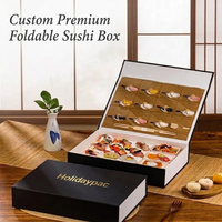 Boîte Cadeau Sushi Deluxe Personnalisée avec Compartiments et Plateau à Sauce – Emballage Vide pour Cuisine Japonaise, Idéal pour Restaurants et Traiteurs