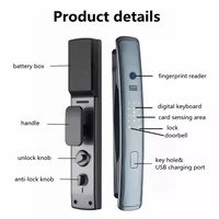 Khóa cửa thông minh WiFi Glomarket Tuya, dung lượng 100 người dùng, mở khóa bằng vân tay, ứng dụng, chìa khóa, mật khẩu kỹ thuật số, bảo mật cho cửa kính
