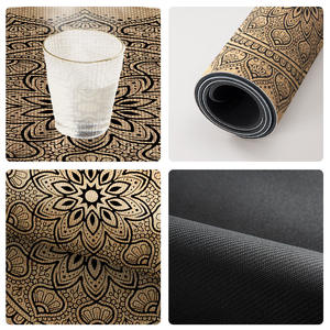 Manteles individuales cuadrados de PVC estilo bohemio, antideslizantes y aislantes del calor para comedor, no requieren lavado. - Product Image 1