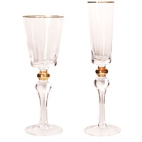 Copas de Vino de Cristal Hechas a Mano para Uso Doméstico, con Bordes Dorados, para Vinos Dulces, Bebidas Espumosas y Champán