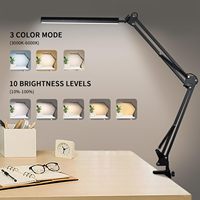 Lampe à pince pliante à bras oscillant réglable Lampe en verre minimaliste à bras long en métal Lampe de bureau à domicile Bureau Étude Salon Table Liseuse AC