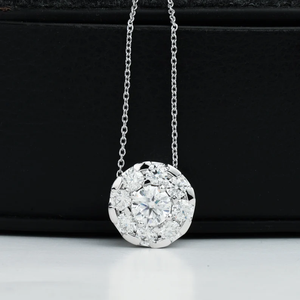 Collar Minimalista con Halo de Diamantes de Laboratorio, Colgante de Joyería Fina de Oro Sólido con Diamante de Laboratorio Creado, Diseño Atemporal, Oro de 14K, Regalo - Product Image 5