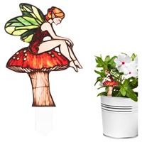 1 pièce Piquet décoratif de jardin en acrylique de 4 pouces, motif champignon et oiseau, imprimé UV et gravé au laser, style forêt naturelle rustique et charmant