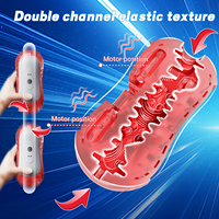 Nouveau Masturbateur Masculin à Double Canal avec Texture Élastique, 2 Moteurs Vibrants, Contrôle Manuel de l'Aspiration, Jouet Sexuel pour Hommes