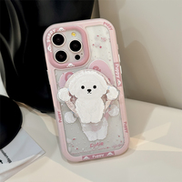 Chiot de conception mignonne populaire avec étui de téléphone Magn et Holder pour iPhone 16 15 14 Pro Max livraison gratuite accessoires de téléphone avec support