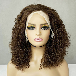 Peluca de encaje frontal con cutículas alineadas, peluca frontal de encaje de cabello humano al por mayor, pelucas rizadas Pixie SDD de 14 pulgadas - Product Image 2