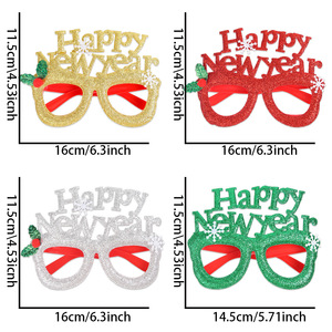 Occhiali Decorativi in Plastica <span class=keywords><strong>per</strong></span> Feste di Natale, Montature con Scritte 'Happy New Year' e Fiocchi di Neve - Product Image 4