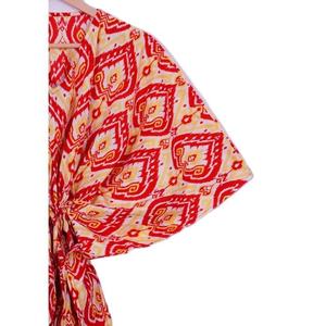 Caftán de Algodón con Estampado Floral Rojo para Mujer, Estilo Boho, Suave y Transpirable, Precio al por Mayor - Product Image 2