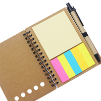 Carnet de notes personnalisé avec stylo Carnet de voyage en papier kraft Cahier de notes à spirale avec notes autocollantes Bloc-notes A5