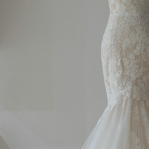 Vestidos de Novia de Encaje con Bordado Floral Clásico RL284, Sin Mangas, Corte Sirena, con Cola de Corte, para Mujer - Product Image 5