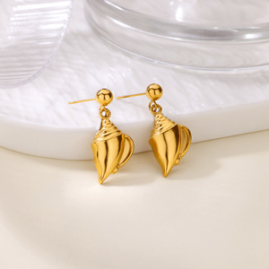 Minimalist Okyanus Titanyum Çelik 18 Ayar Gerçek Altın Kaplama Kaplumbağa Akuamarin Sallantılı Küpeler Kadınlar İçin Kararmaya Dayanıklı - Product Image 4