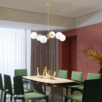 Lustre moléculaire Magic Bean à 6 lumières en verre moderne Design Globe Hauteur réglable pour salle à manger Foyer comme pièce de déclaration