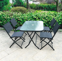 Ensemble de bistrot avec table pliante et quatre chaises 2021 Usine 5mm Table rectangulaire en verre trempé Ensemble de chaises de camping pliantes portables