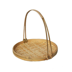 Panier en bambou tressé rond, petit récipient alimentaire pour la cuisine, taille 18 cm et 26 cm, design portable - Product Image 2