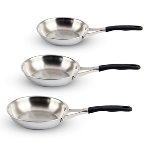 Batterie de cuisine classique en acier inoxydable triple couche durable avec revêtement en titane noyau en aluminium contrôle précis de la cuisson couvercle en verre - Product Image 3