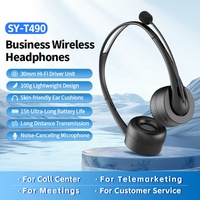 Casque sans fil rétractable SY-T490 pour centre d'appels professionnel avec micro et bandeau pour ordinateur de circulation
